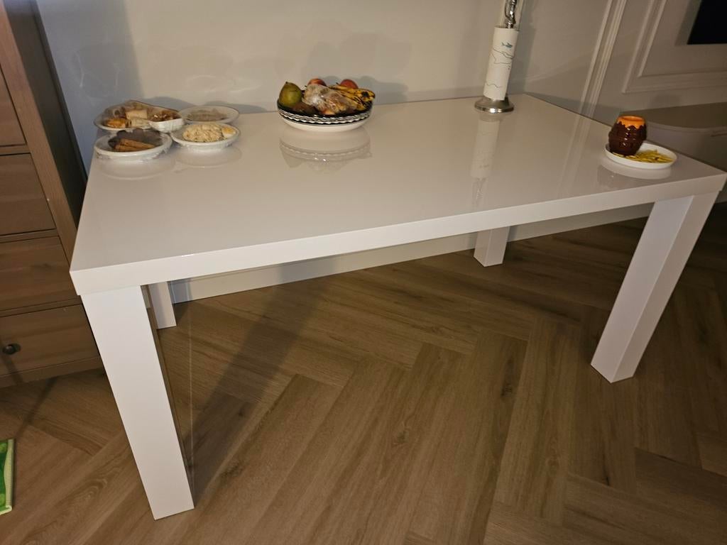 Eettafel hoogglans wit, Huis en Inrichting, Tafels | Eettafels, Ophalen, Zo goed als nieuw, Rechthoekig, 50 tot 100 cm