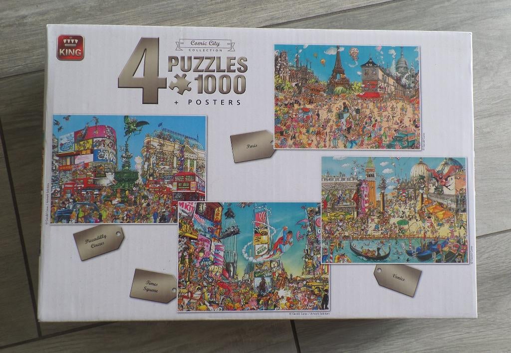 King puzzel 4 x 1000 stukjes., Ophalen of Verzenden, 500 t/m 1500 stukjes, Zo goed als nieuw, Legpuzzel