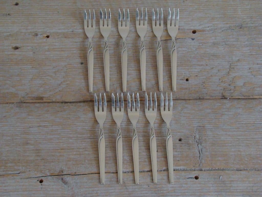 11x Taartvorkje, verzilverd, Sola 100 PAOLA, gaaf, Ophalen of Verzenden