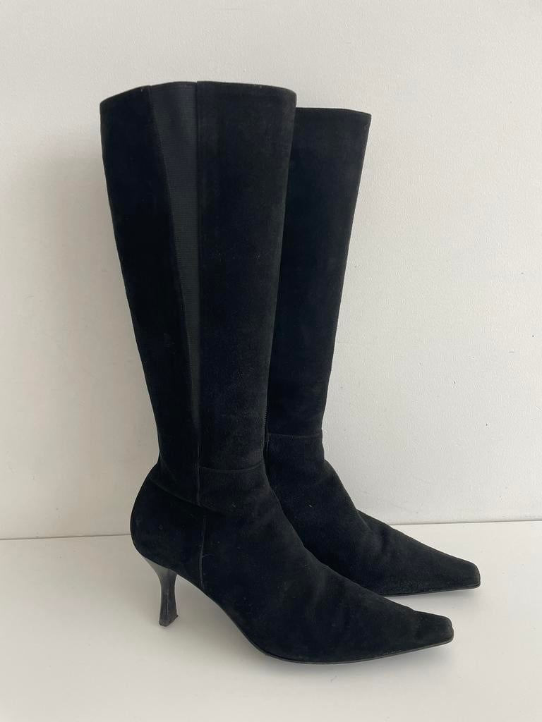 Flavio Zanasca Italy suede  laars 39, Hoge laarzen, Zwart, Ophalen of Verzenden, Zo goed als nieuw