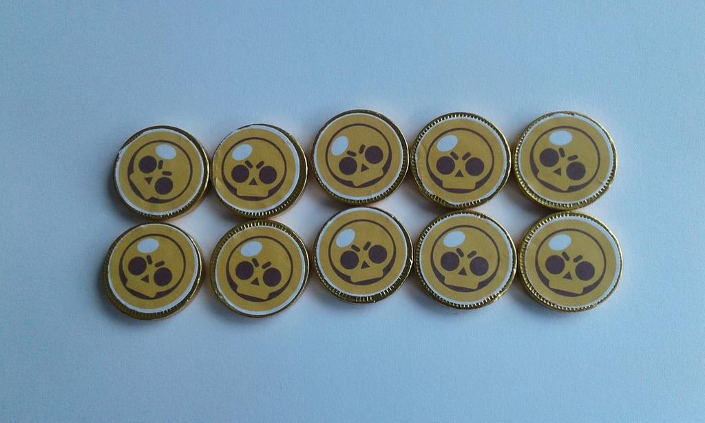 Set van 10 Brawl Stars traktatie chocolademunten, Hobby en Vrije tijd, Feestartikelen, Ophalen of Verzenden, Nieuw, Versiering