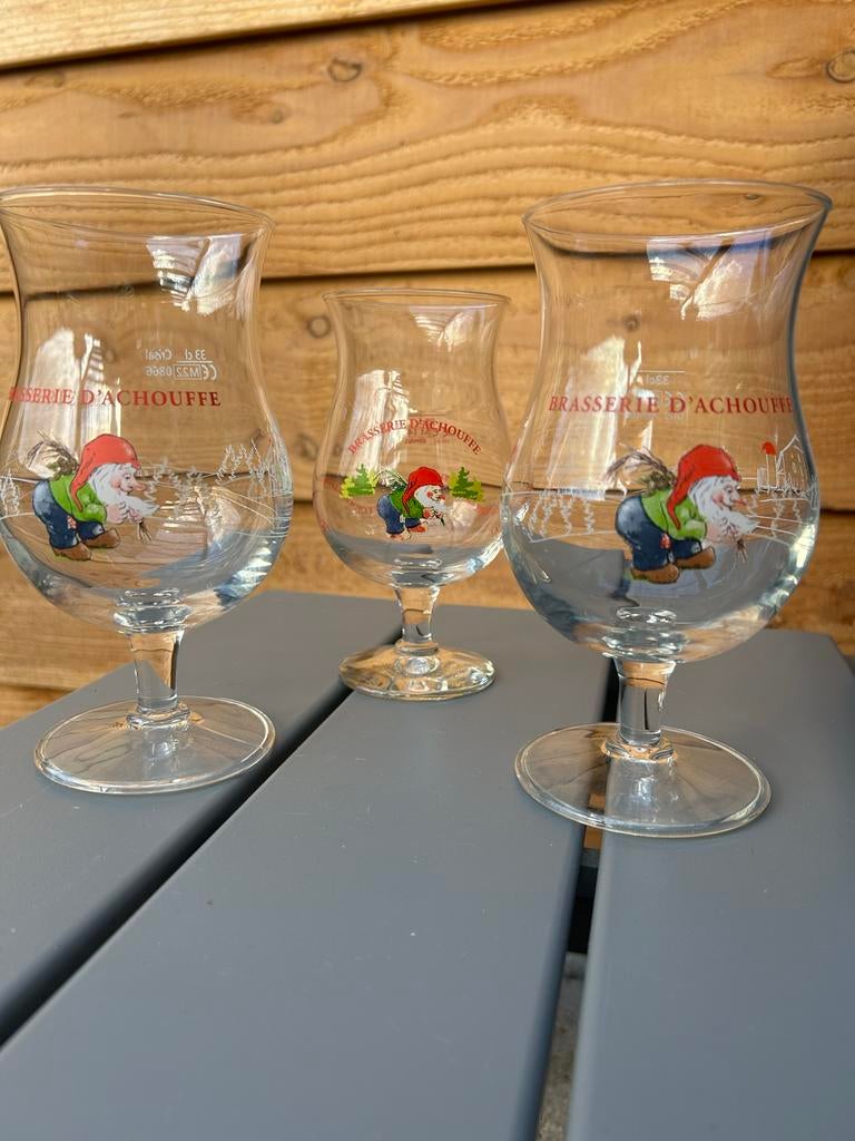 3 La Chouffe glazen, Ophalen of Verzenden, Zo goed als nieuw
