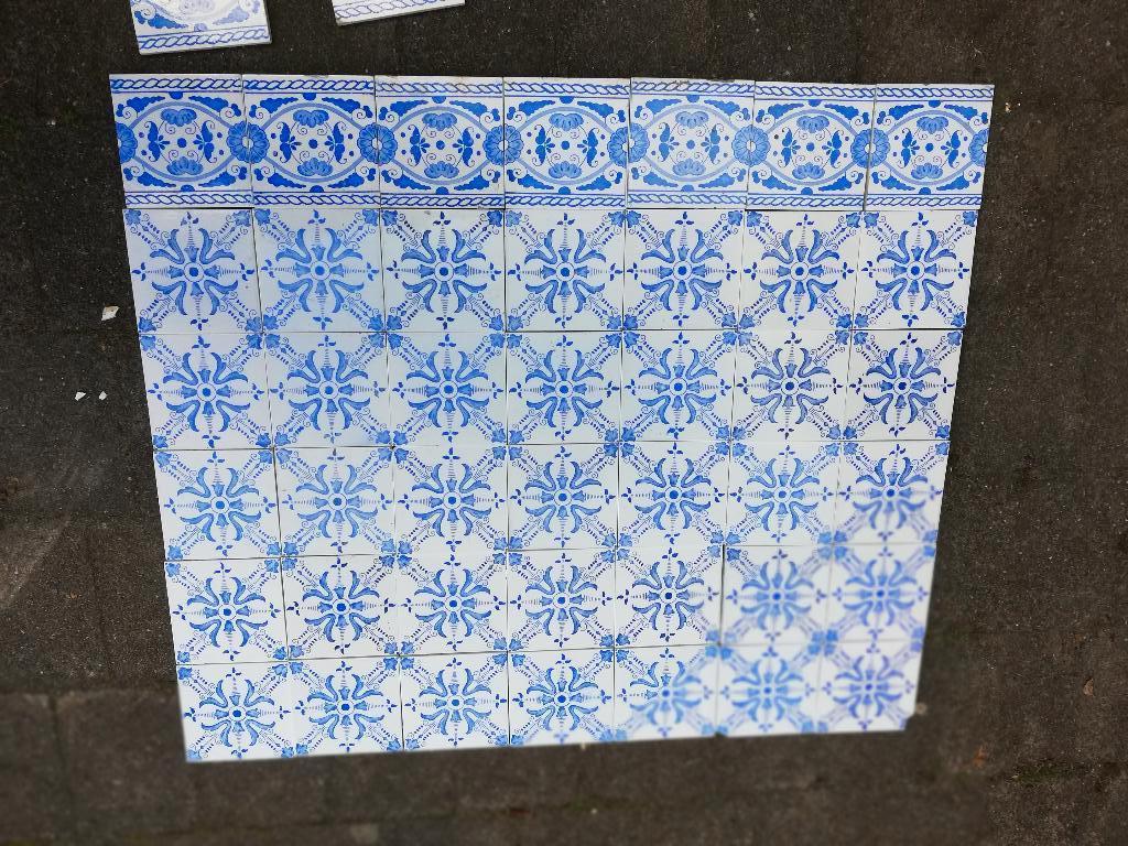 ca 72hx84br Tegeltableau voor achter fornuis, kachel, Antiek en Kunst, Ophalen