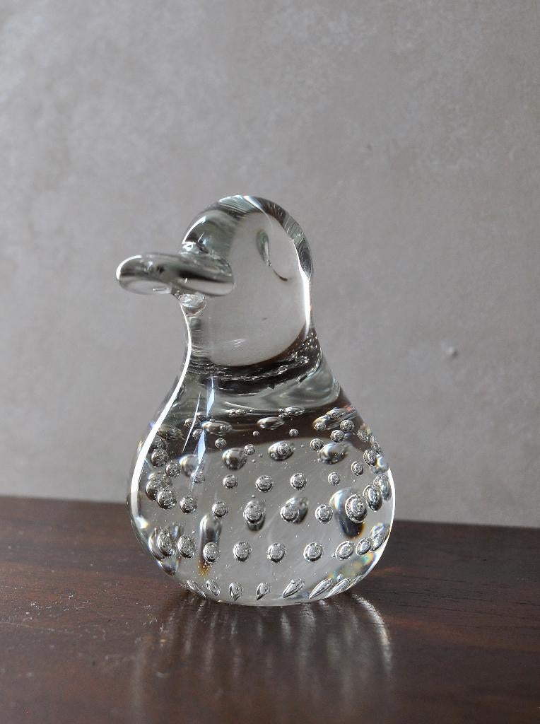 Vintage Presse Papier Beeldje Eendje Glas 9 cm, Ophalen of Verzenden, Beeldje of Figuurtje
