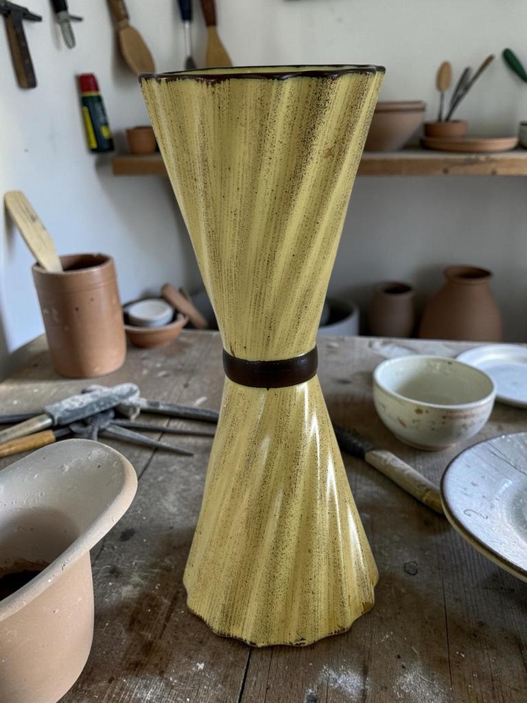 Unieke Plateelbakkerij Zuid-Holland Gouda Harvest vaas, Ophalen