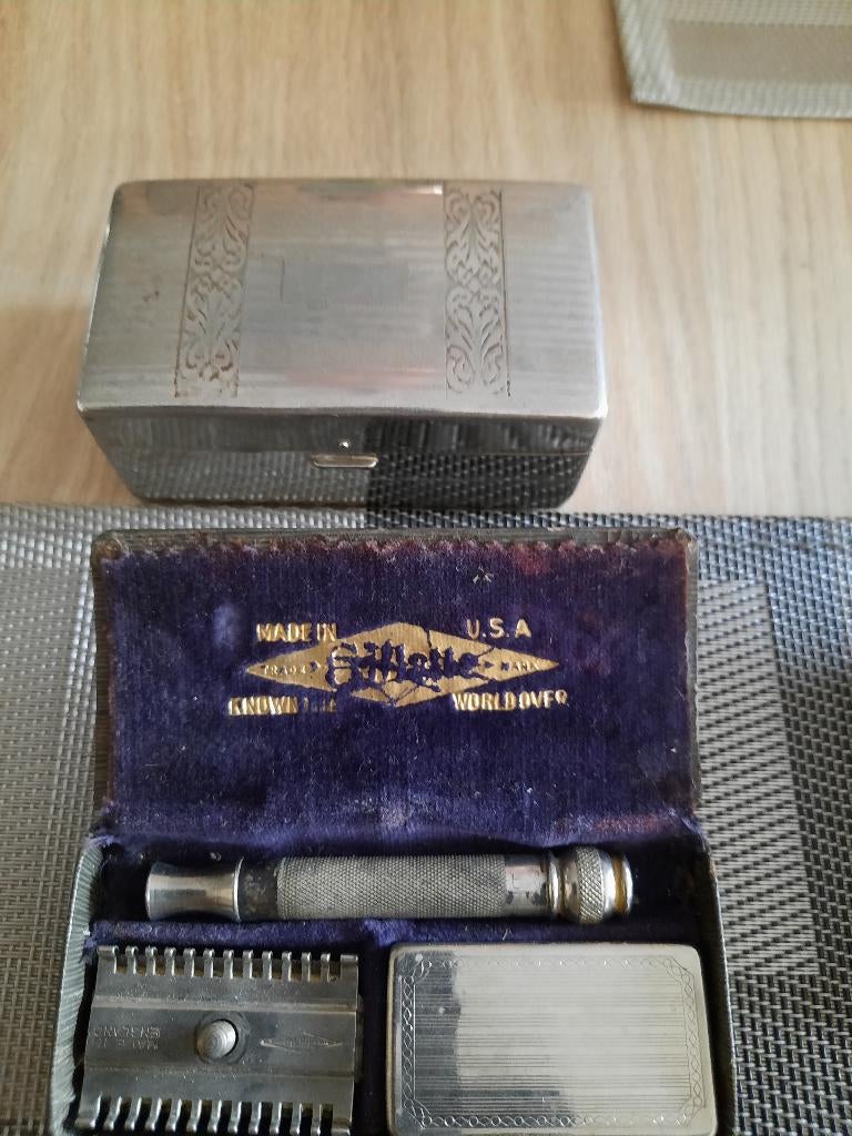 Gillette scheersetboxen vintage, Ophalen of Verzenden, Gebruikt