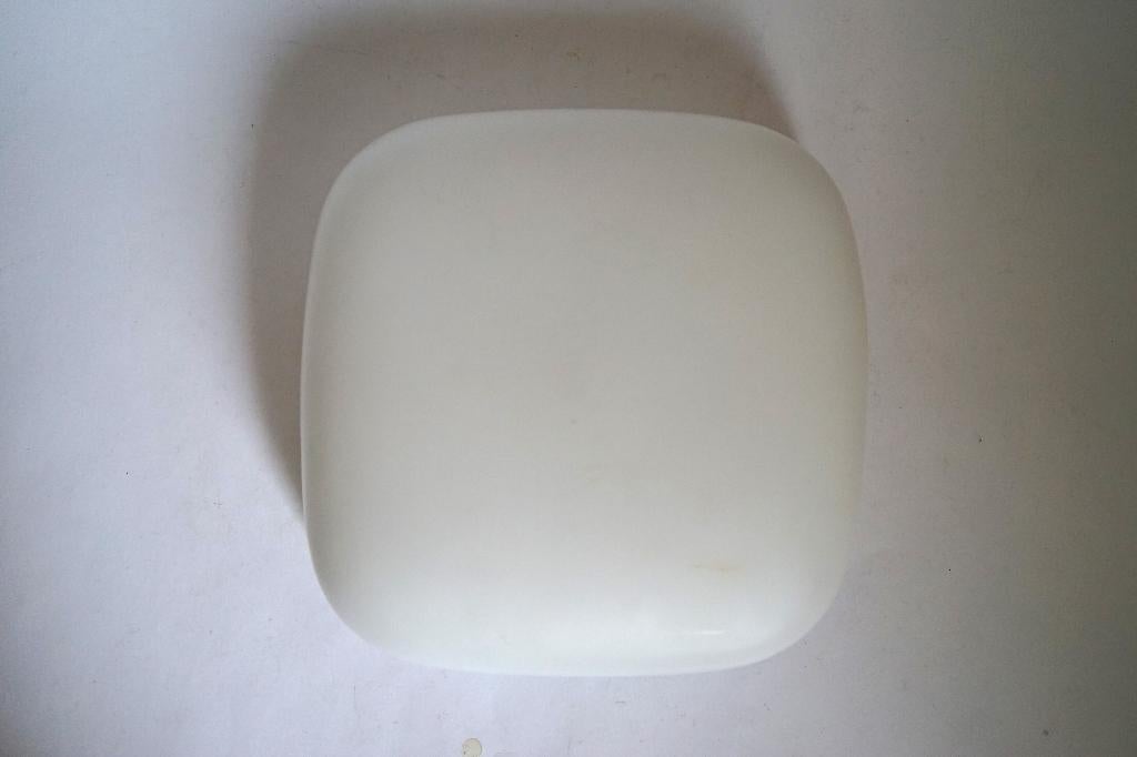 antiek vintage opaline glas gesatineerd lampenkap, 25 tot 50 cm, Wit, Vierkant, Ophalen of Verzenden