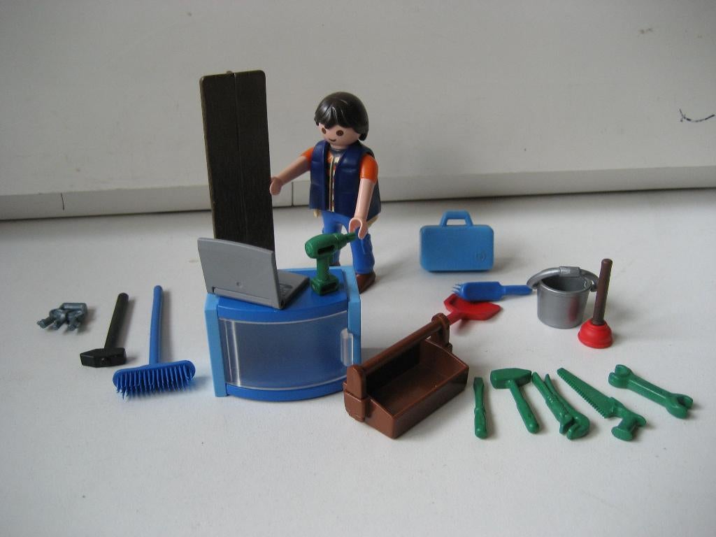 playmobil werkman bouwvakker klusser met gereedschap, Ophalen of Verzenden, Zo goed als nieuw