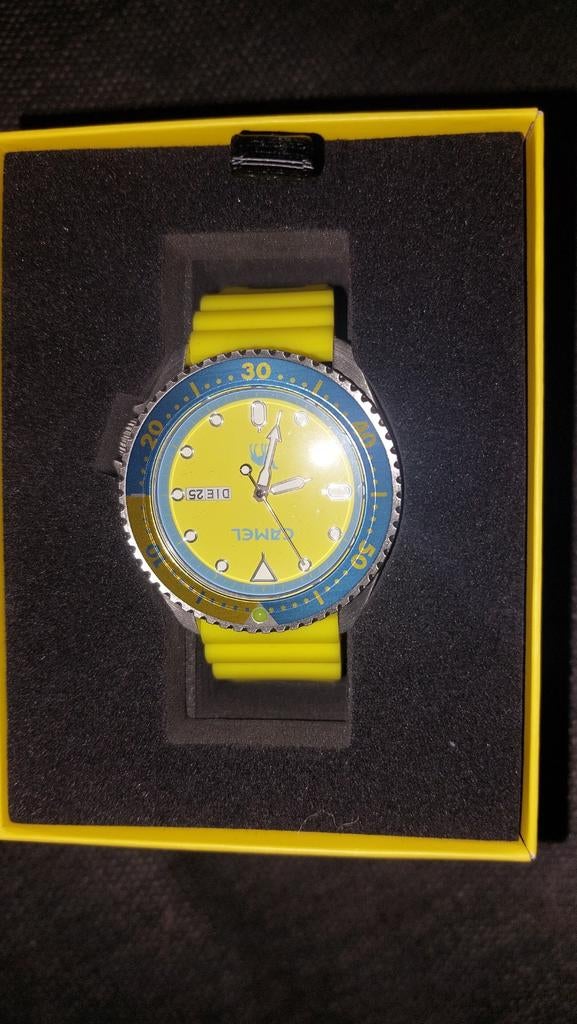 Camel horloge geel/blauw in originele doos, Ophalen