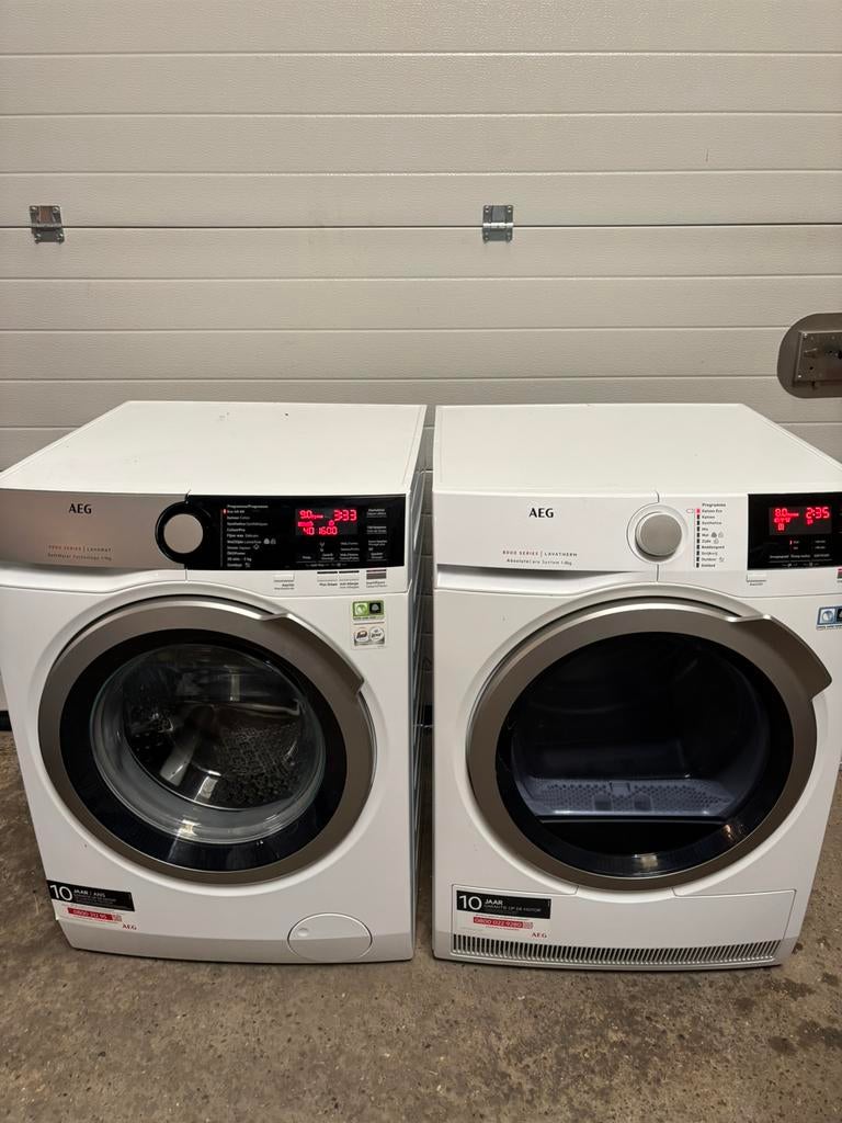 AEG wasmachine 9 kilo, A+++en AEG Warmtepomp droger 8 Kilo, Overige typen, 8 tot 10 kg, Ophalen of Verzenden, Zo goed als nieuw