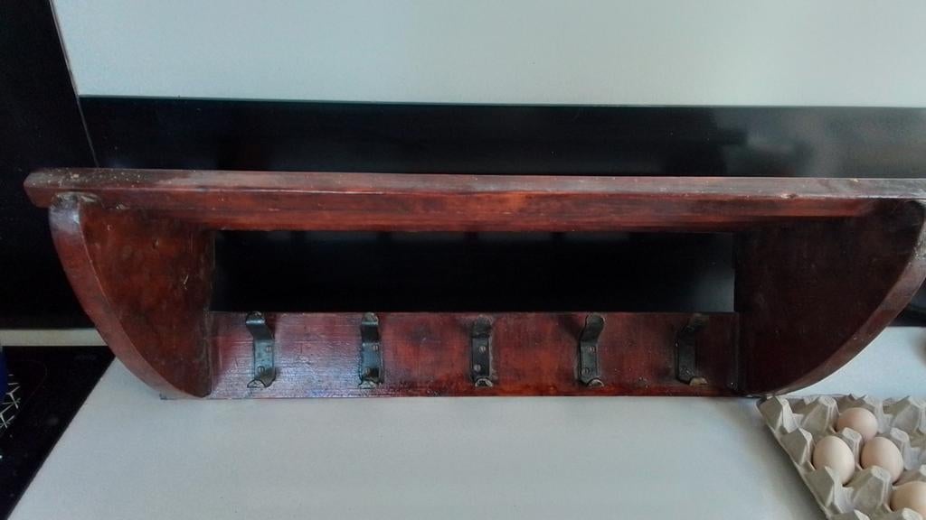 houten wandkapstok met hoedenplank, Ophalen of Verzenden, Hout, Wandkapstok, Minder dan 100 cm