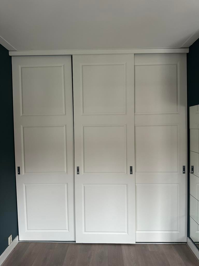 Drie mooie hoge houten schuifdeuren incl rails, Ophalen, 80 tot 100 cm, 215 cm of meer, Binnendeur