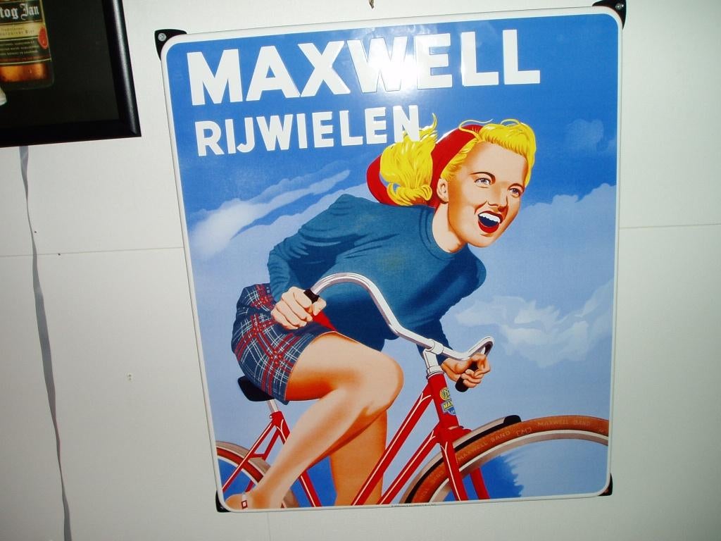Maxwell Rijwielen Emaille, Ophalen, Gebruikt, Reclamebord
