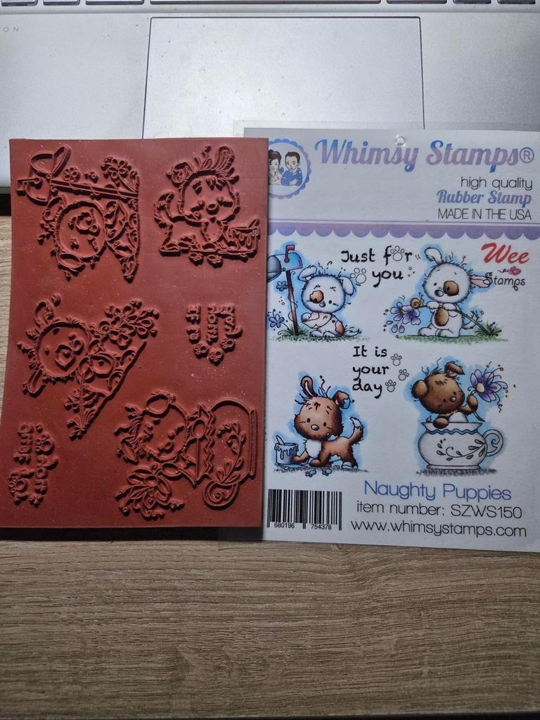 nieuwe stempel Whimsy Stamps Wee naughty puppies, Ophalen of Verzenden, Nieuw, EZ-mounted stempel