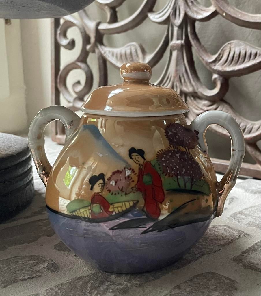 Japans suikerpotje van eggshell porselein, Ophalen of Verzenden