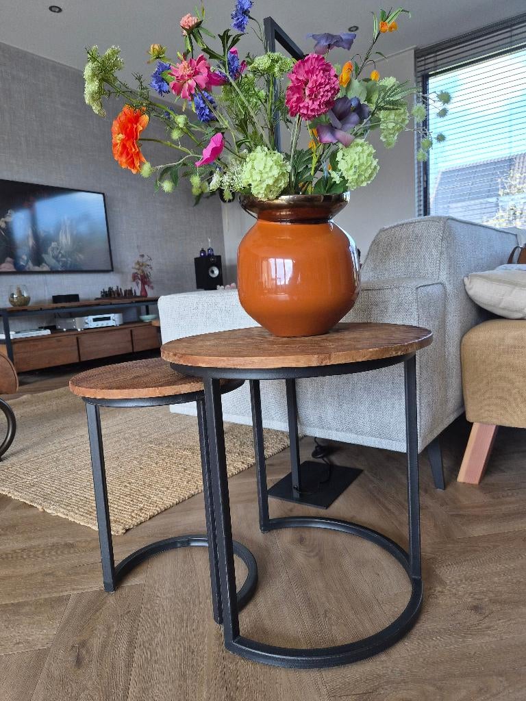 D'Bodhi Fendy bijzettafels, Rond, 55 tot 75 cm, Zo goed als nieuw, Ophalen