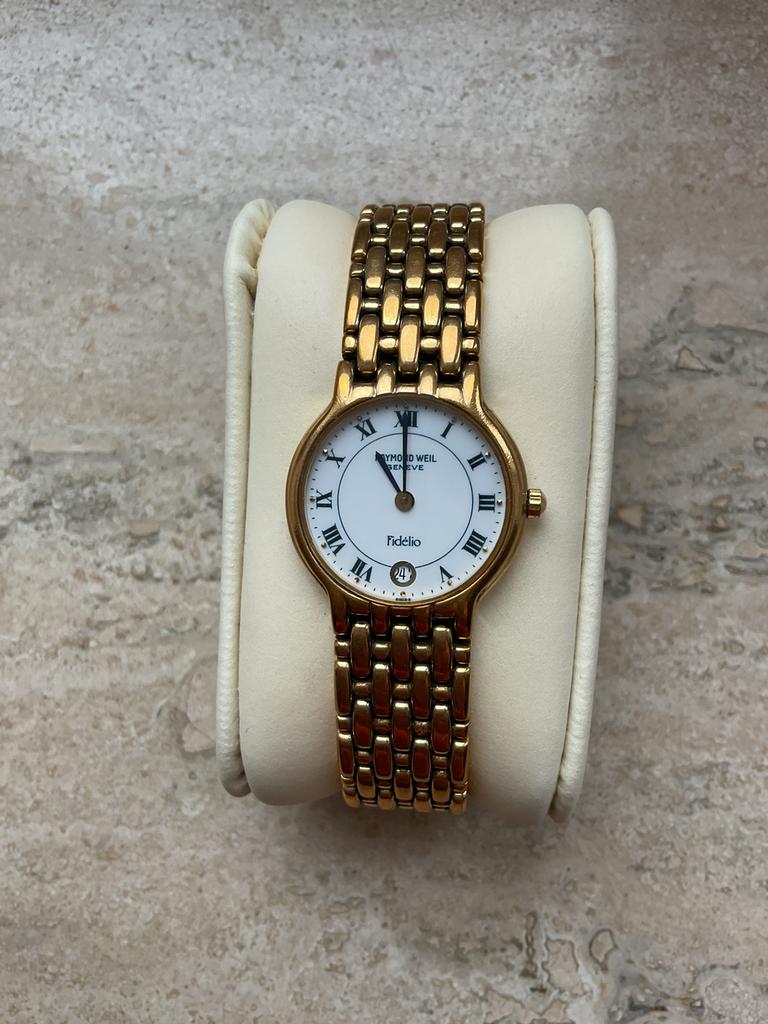 Raymond Weil Fidelio goud dames horloge, Ophalen, Zo goed als nieuw, Staal, Overige merken
