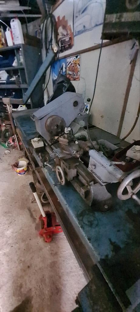 Werkbank met draaibank bankschroef en kraan, Ophalen, Gebruikt