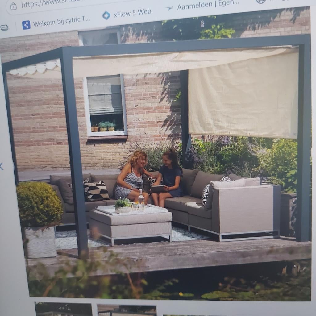 Pergola aluminium met wit doek, Tuin en Terras, Overkappingen, Ophalen of Verzenden, Gebruikt