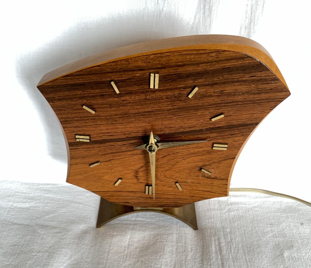 Palmtag teak houten retro klok, Ophalen, Gebruikt, Analoog, Staande klok