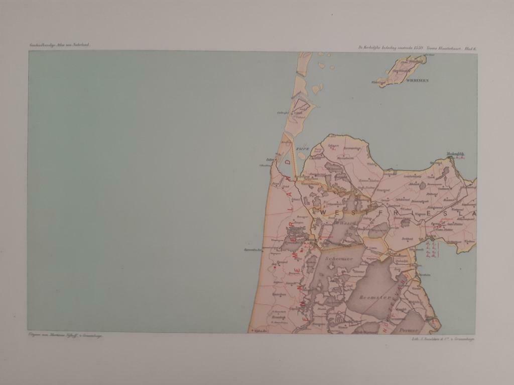 B041 / Plattegrond kerkelijke iindeling West Friesland Litho, Antiek en Kunst, Ophalen of Verzenden