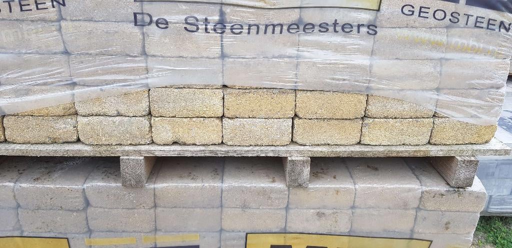 CobbleStones 14x14x6 getrommeld Oker kleur te koop, Gebruikt, Overige typen, Ophalen of Verzenden, 10 m² of meer