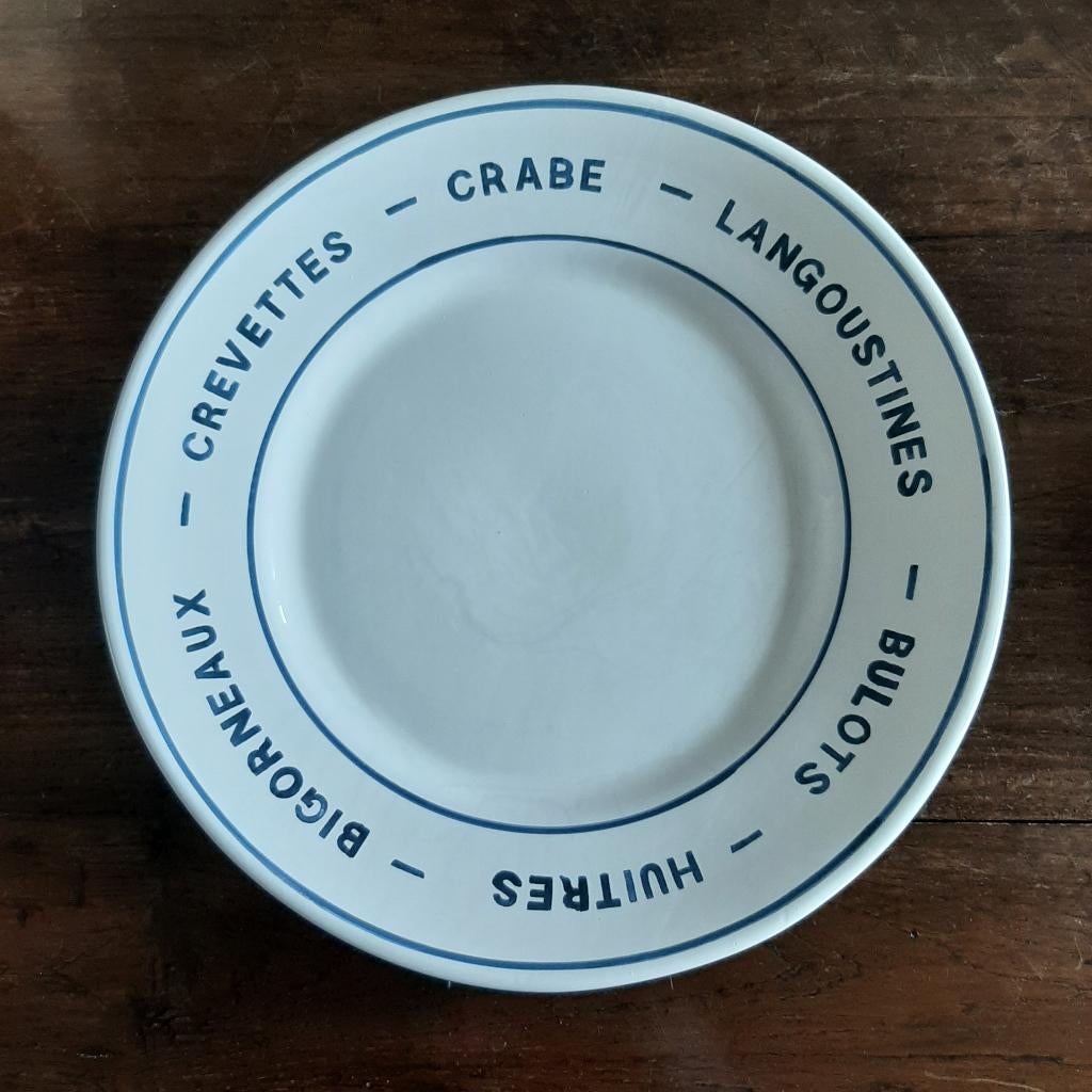 🦀Vintage: keramisch plateau - Schelp & schaaldieren️🏷️€75-, Gebruikt, Keramiek, Ophalen of Verzenden, Schaal of Schalen