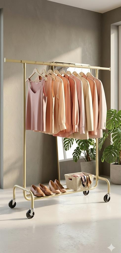 Gouden kledingrek op wieltjes, Kleding | Dames, Kledingrekken, O'daddy, Ophalen of Verzenden, Zo goed als nieuw, NA