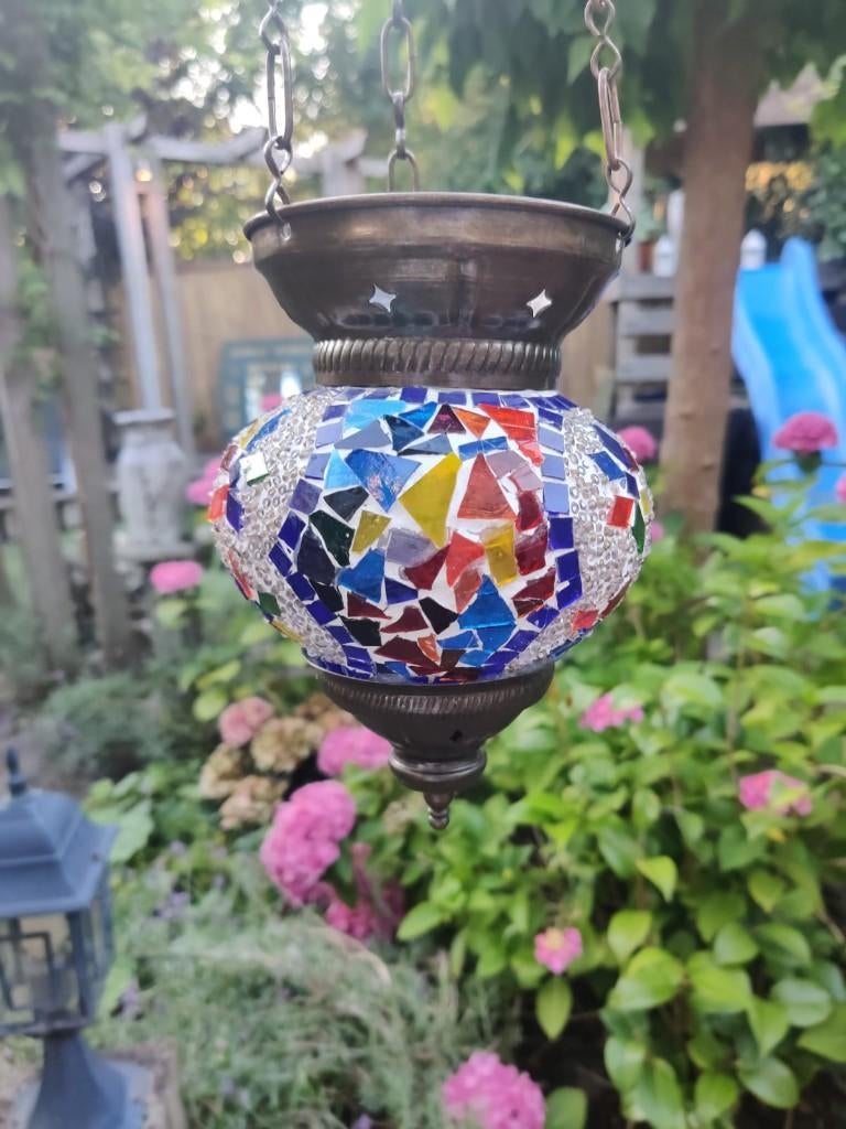 Oosterse/Turkse mozaïek hanglamp – handgemaakt – 20 cm, Ophalen
