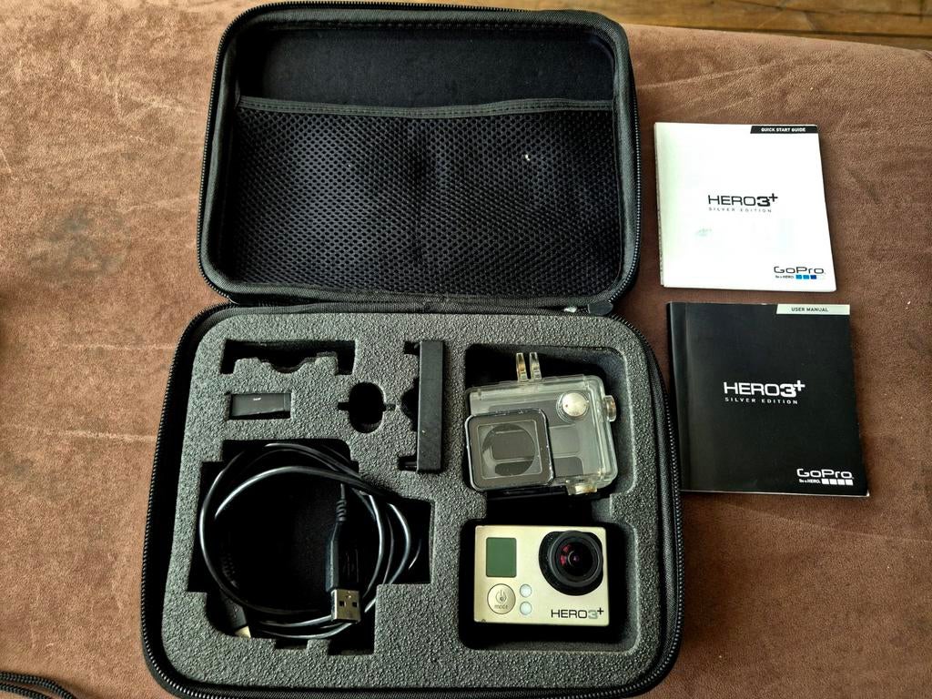 GoPro Hero3+ Silver Edition compleet met accessoires, Ophalen of Verzenden, Gebruikt, GoPro