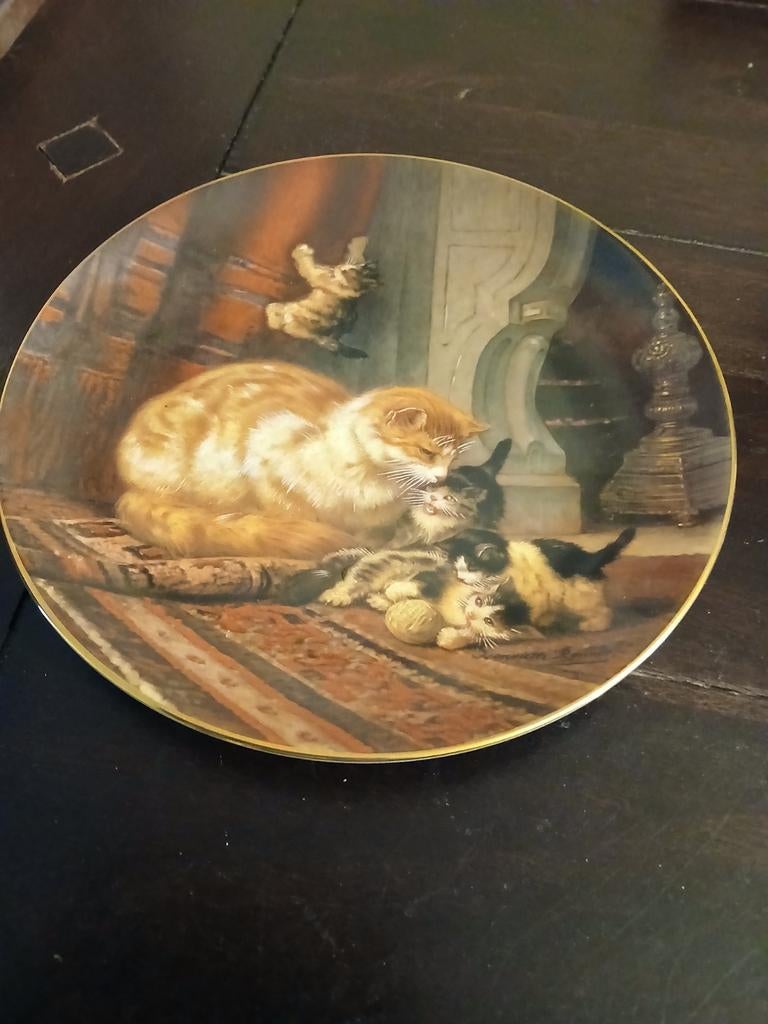 Wandbord van Henriette Ronner Kittens at play,21,5cm, Ophalen of Verzenden