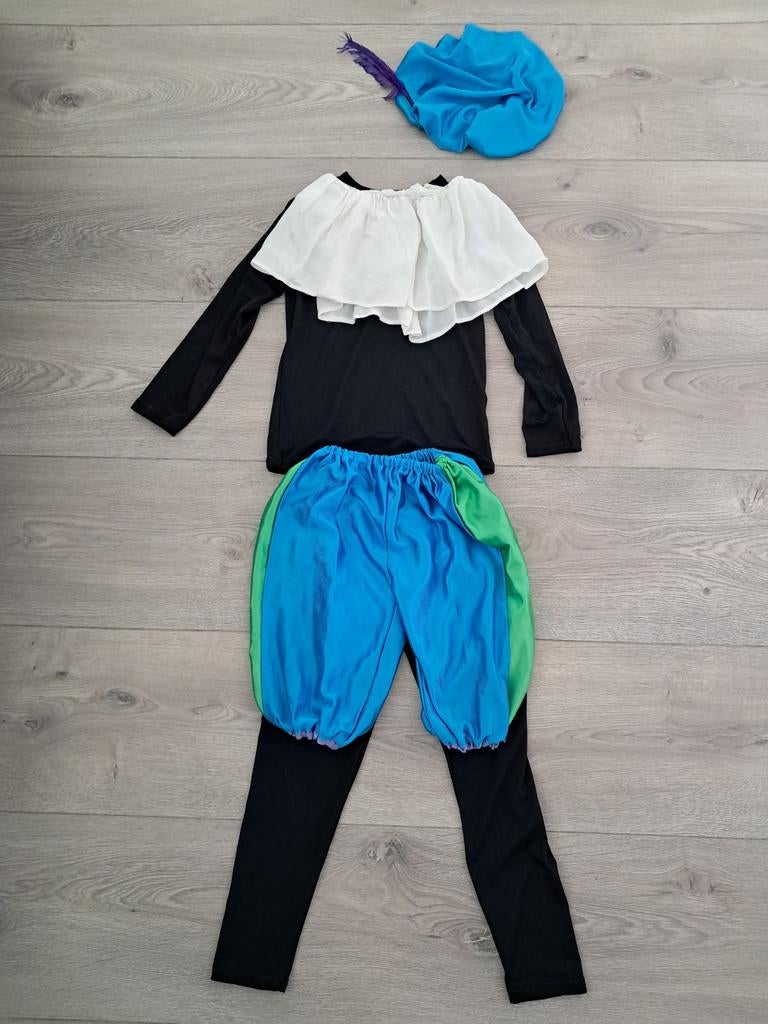 Pieten pakje met shirt broek legging kraag muts maat 116-122, Ophalen of Verzenden