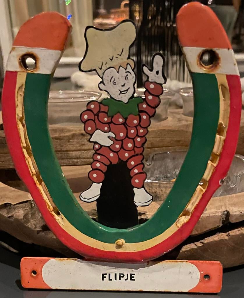 Leuke oude beschilderde hoefijzer met flipje!!!, Ophalen of Verzenden, Zo goed als nieuw
