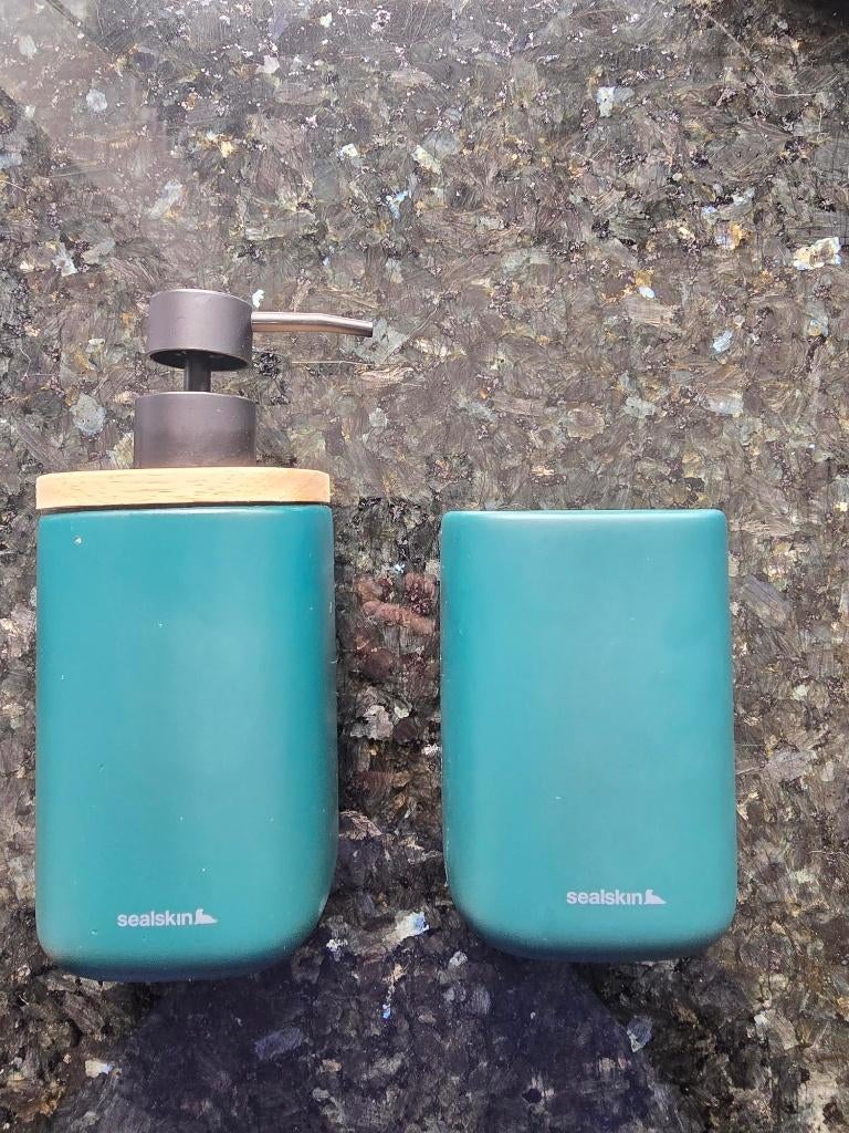 Sealskin - SET Zeepdispenser/Tandenborstelbeker -Donkergroen, Ophalen of Verzenden, Zo goed als nieuw, Groen, Overige typen