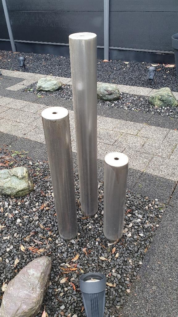 Waterfontein RVS 3  zuilen incl. toebehoren, Ophalen, Gebruikt, Rvs, Fontein