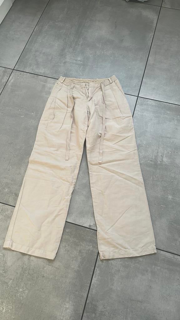 Ikks mt 36 wide leg, Kleding | Dames, Broeken en Pantalons, Zo goed als nieuw, Maat 36 (S), Beige, Lang, Ophalen of Verzenden