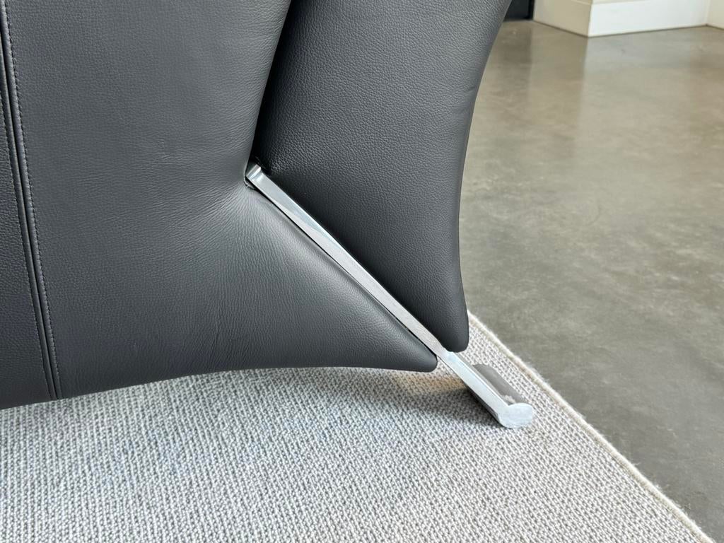 Rolf Benz 322 Design Bank - Zwart Leder 205cm, X, Driepersoons, Ophalen of Verzenden, Zo goed als nieuw