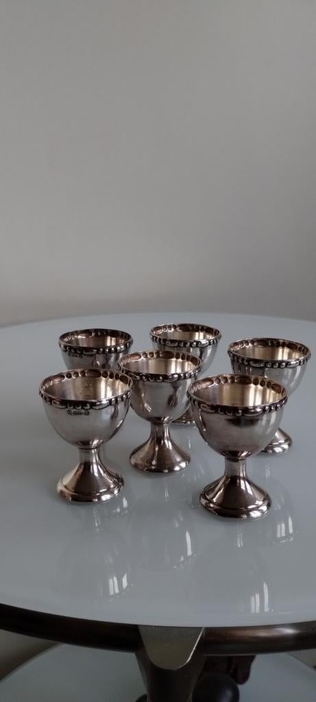 5 Vintage eierdoppen verzilverd., Ophalen of Verzenden