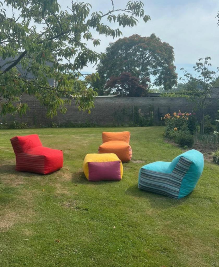 Outdoor lounge fauteuils / zitzakken voor in tuin, Ophalen, 4 zitplaatsen, Gebruikt, Textileen