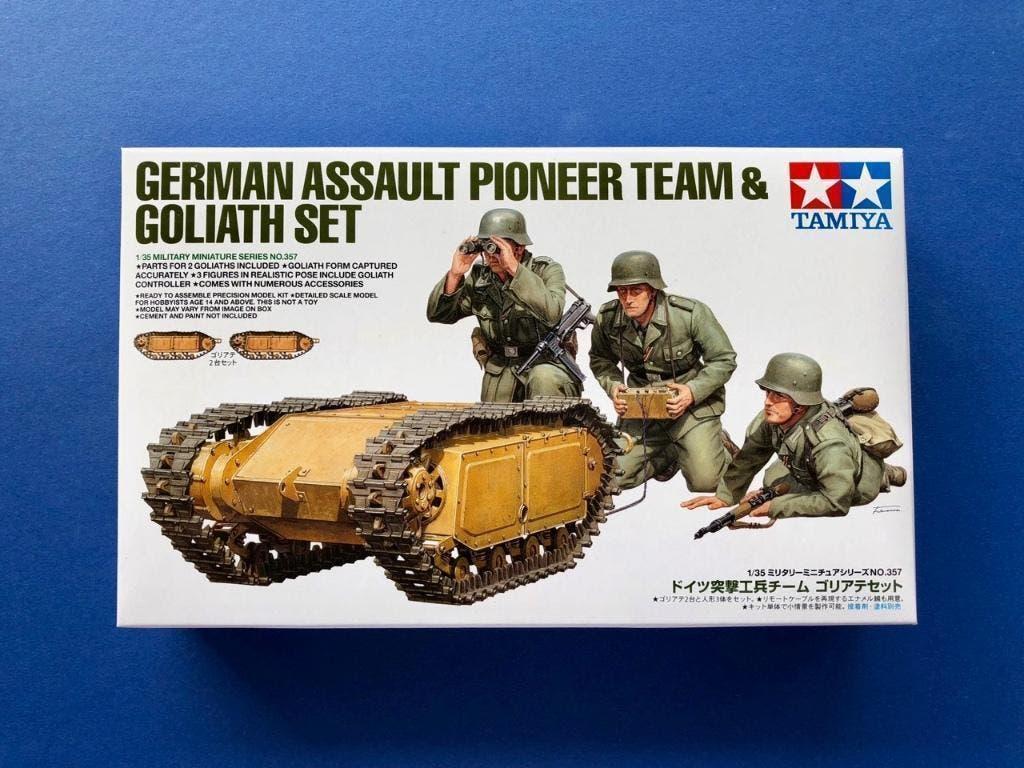 Tamiya 35357 German Pioneer & Goliath Set 1/35, Hobby en Vrije tijd, Modelbouw | Auto's en Voertuigen, Nieuw, Tank, 1:32 tot 1:50