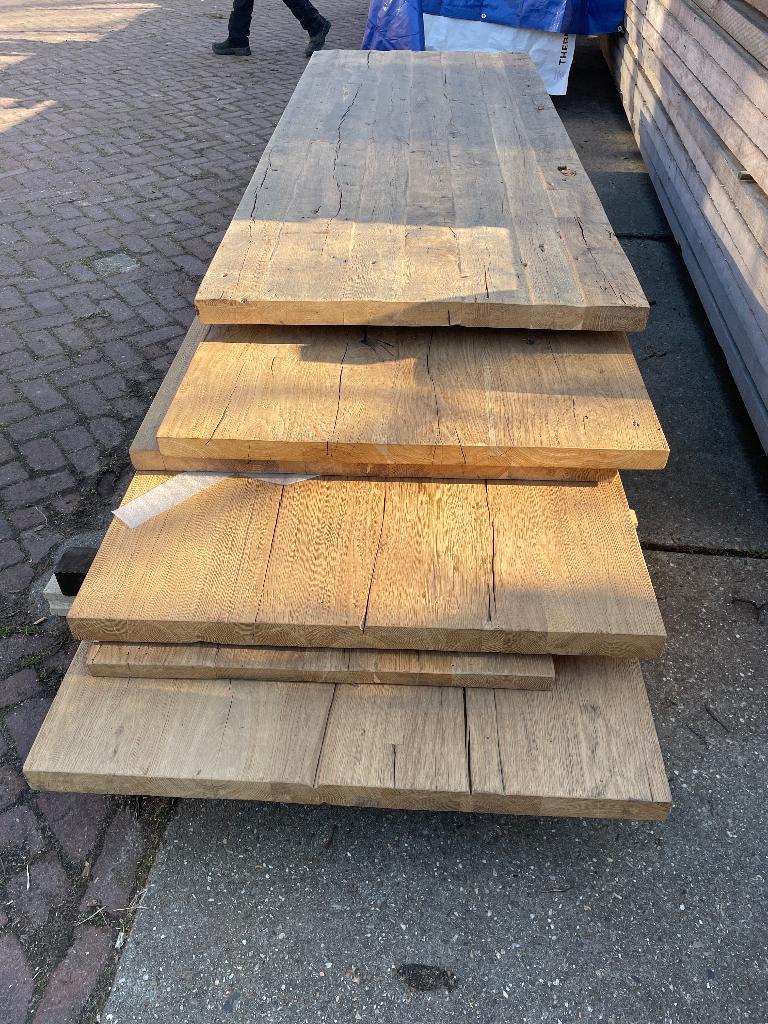 Oud eiken tafels tafelbladen groot formaat, 100 tot 150 cm, Ophalen of Verzenden, Vijf personen of meer, Rechthoekig