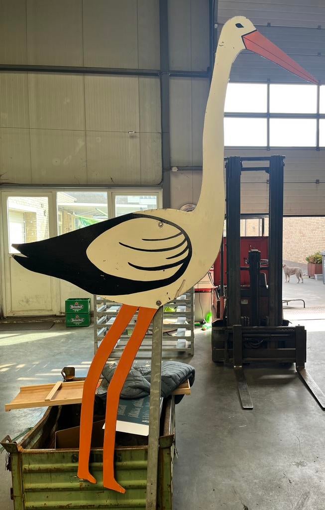 Houten ooievaar voor geboorte 2m50, Kinderen en Baby's, Kraamcadeaus en Geboorteborden, Ophalen, Zo goed als nieuw, Geboortebord