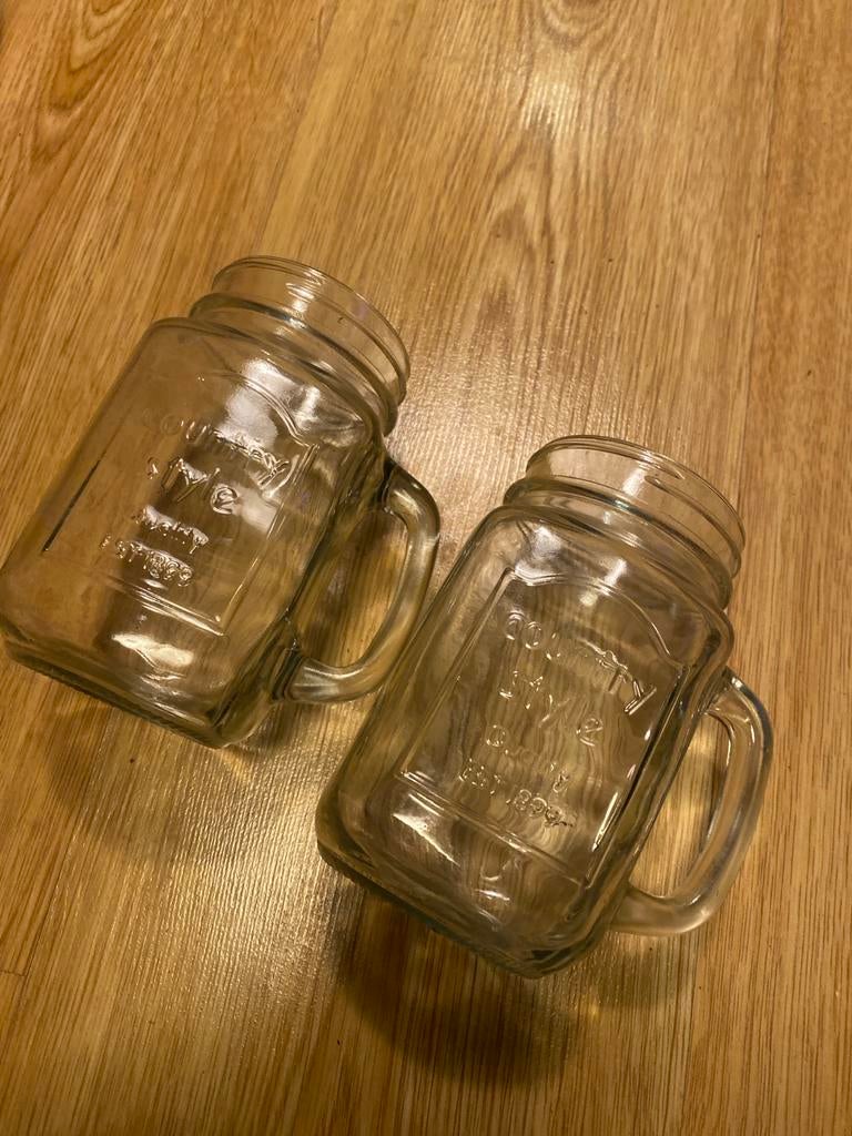 2 glazen bekers met country style, Huis en Inrichting, Ophalen of Verzenden, Gebruikt