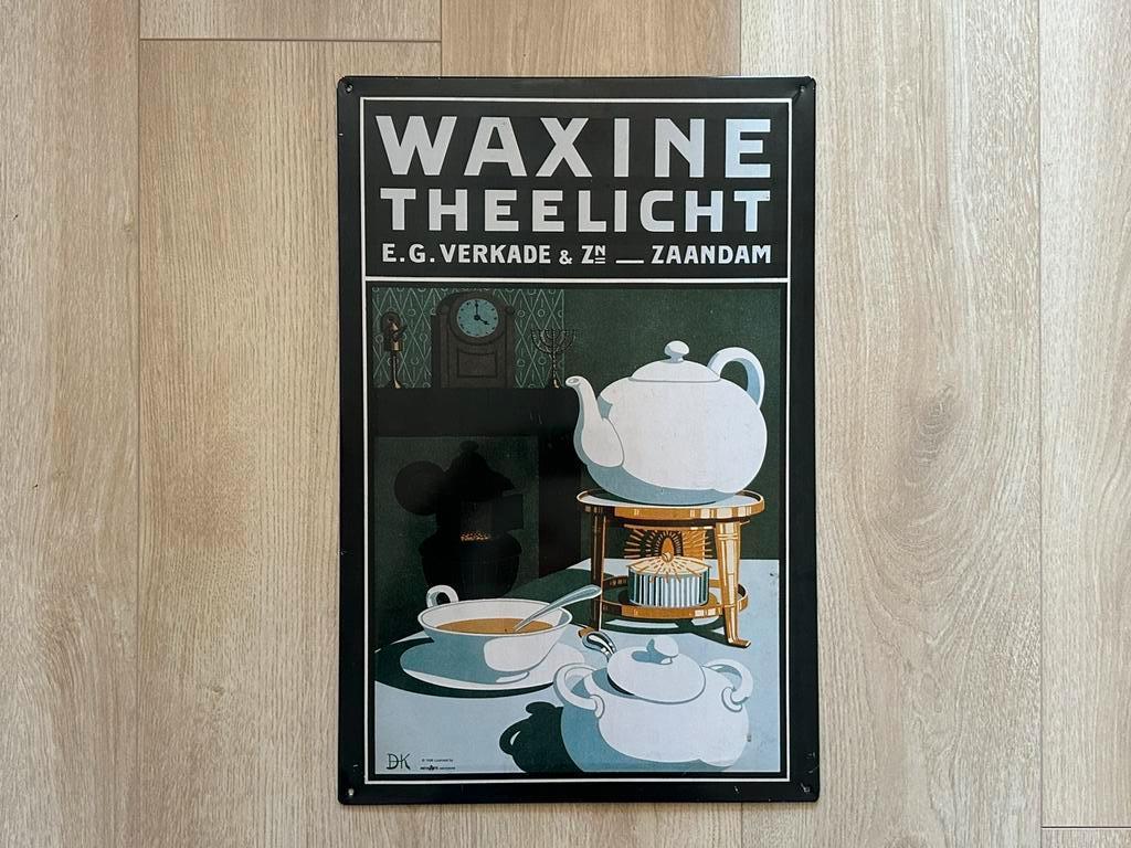 Reclamebord E.G. Verkade Waxine Theelicht 60x40, Verzamelen, Ophalen of Verzenden, Gebruikt, Reclamebord