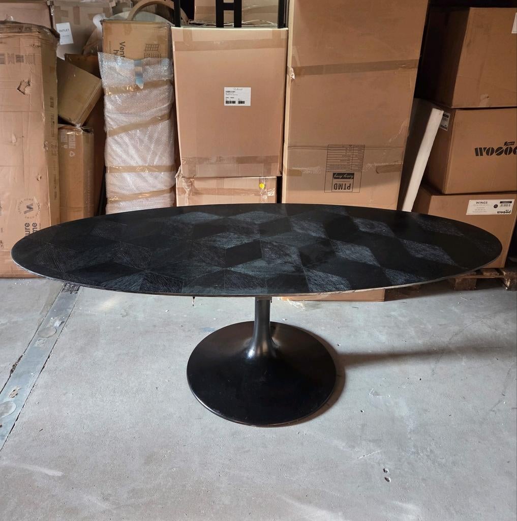 Eettafel Blax 250 cm Zwart Ovaal Eiken van Richmond, Ophalen, ., Nieuw, Richmond