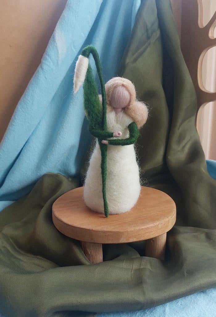 Sneeuwklokje, waldorf, seizoenstafel, wol, vilt, jaartafel, Ophalen of Verzenden, Nieuw, Figuurtje(s), Wolvilt