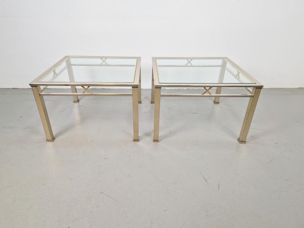 Set 2 Vintage salontafel chroom messing Fratelli Orsenigo 70, Ophalen, 100 tot 150 cm, N, Regency vintage