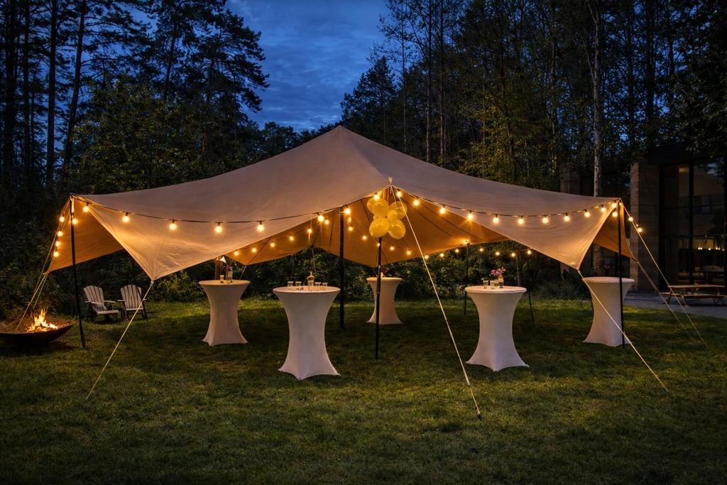 Stretch tent te huur: makkelijk op te zetten, scherpe prijs, Ophalen, Opvouwbaar, Overige typen, 6 meter of meer