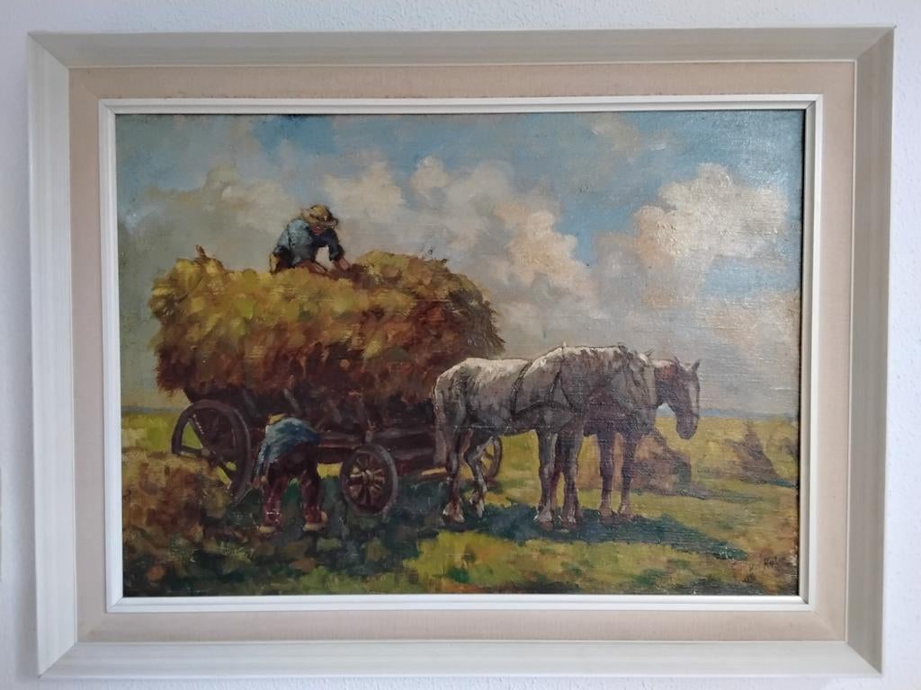 Olieverfschilderij., Antiek en Kunst, Ophalen