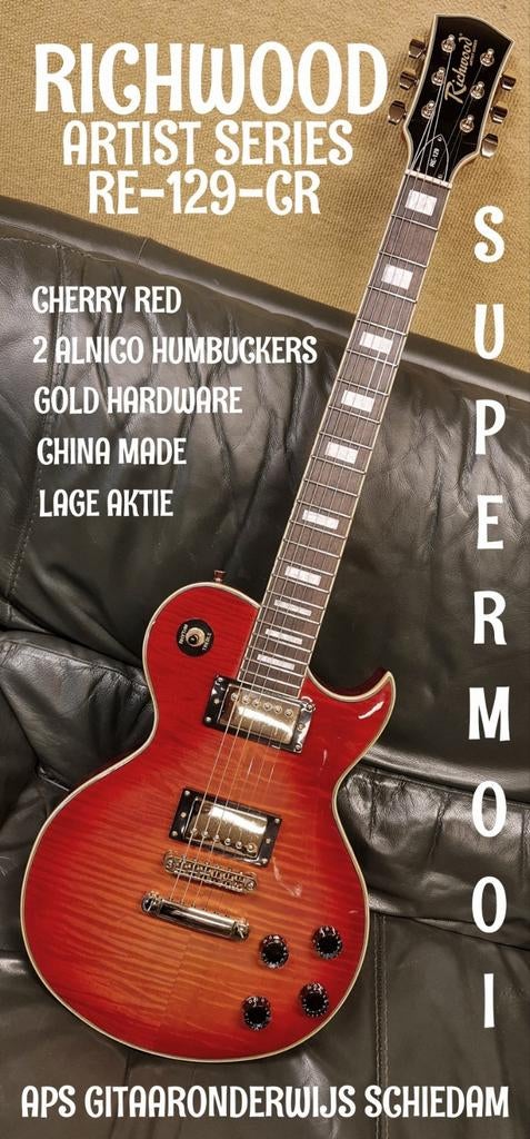 NIEUWE RICHWOOD RE-129-CS LES PAUL CUSTOM GOLD HARDWARE, Ophalen of Verzenden, Nieuw, Solid body, Overige merken
